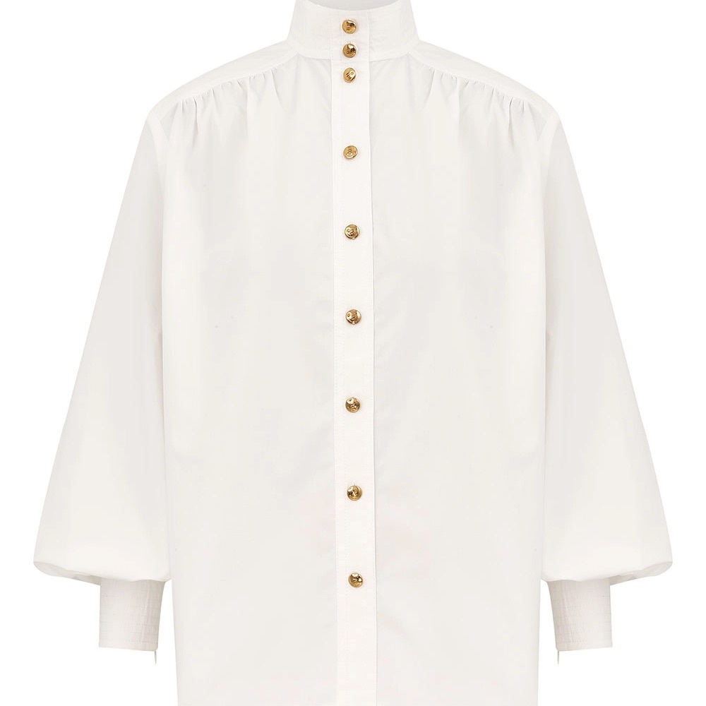 Zimmermann White Dress Shirt with Gold Buttons